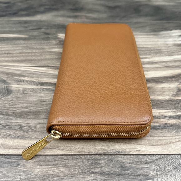 Michael Kors Large Luggage Tan Pebbled Leather Zip Around Wallet - Picture 8 of 12